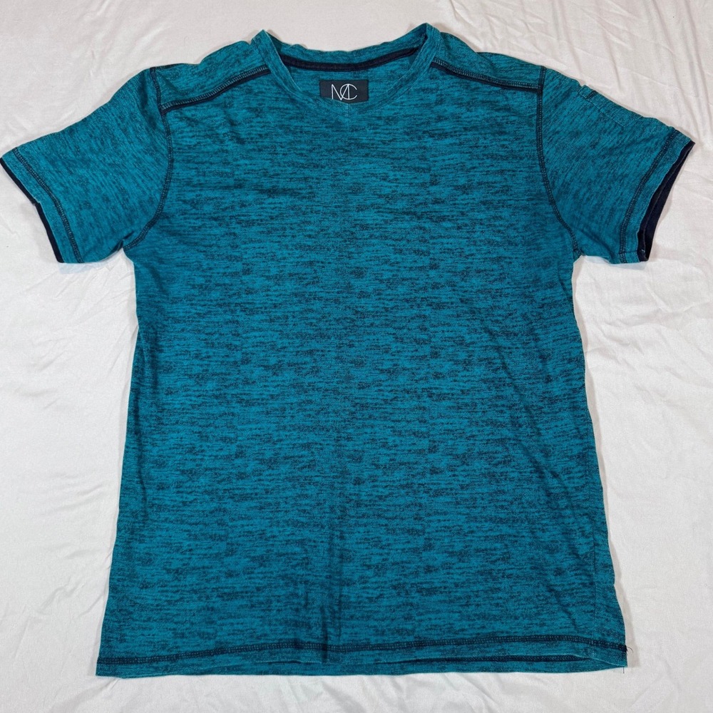 Modern Culture Space Dye T-Shirt L Teal Contrast Stitch Crew Neck Tee